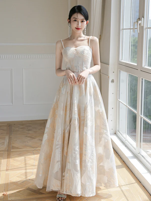 Chic Beautiful Champagne Sequins Bridesmaid Dresses 2023 A-Line Princess Backless Long