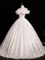Elegante Ivory / Creme Perle Stickerei Ballkleider 2025 Ballkleid Off Shoulder Kurze Ärmel Rückenfreies Lange Ball Festliche Kleider