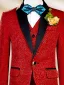 Fall Winter Red Glitter 6-piece Long Sleeve Boys Wedding Suits 2025 Body Jewellery Coat Necklace Pants Shirt Tie