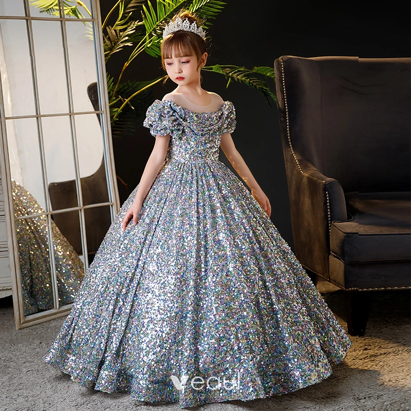 Sparkly Multi-Colors Sequins Birthday Flower Girl Dresses