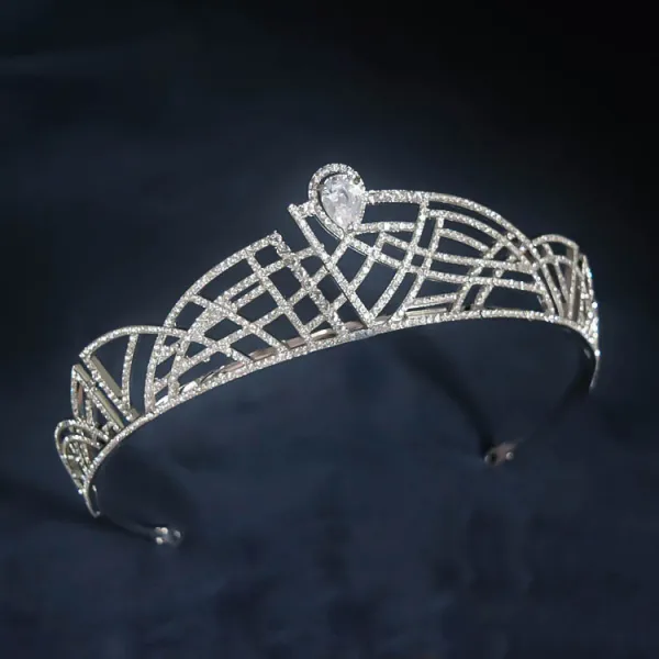 Brud Huvudbonad Vita Rhinestone Legering Bröllop Mode 2022 Brud Huvudbonad Tiara