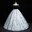 Elegant Black Printing Rhinestone Prom Dresses 2023 Ball Gown Spaghetti Straps Bow Short Sleeve Backless Floor-Length / Long Formal Dresses