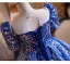 Sparkly Vintage / Retro Ocean Blue Pearl Sequins Birthday Flower Girl Dresses 2025 Ball Gown Scoop Neck Short Sleeve Backless Floor-Length / Long Tulle