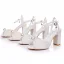 Élégant Blanche Perle Bride Cheville Chaussure De Mariée 2025 9 cm Talons Épais Peep Toes / Bout Ouvert Mariage Sandales Talons Hauts