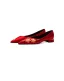 Chinese style Red Embroidered Satin Flat Wedding Shoes 2026 Pointed Toe Wedding Pumps