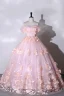 Flower Fairy Blushing Pink Appliques Prom Dresses 2023 Ball Gown Off-The-Shoulder Outdoor / Garden Short Sleeve Backless Floor-Length / Long Prom Formal Dresses