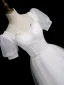 Chic / Beautiful White Beading Sequins Prom Dresses A-Line / Princess 2023 Square Neckline Short Sleeve Backless Floor-Length / Long Prom Dresses Formal Dresses