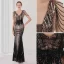 Scintillantes Blanche Paillettes Robe De Soirée 2022 Trompette / Sirène V-Cou Perlage Gland Sans Manches Dos Nu Longue Soirée Robe De Ceremonie