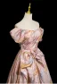Fashion Blushing Pink Beading Prom Dresses 2025 A-Line / Princess Off-The-Shoulder Short Sleeve Backless Floor-Length / Long Formal Dresses
