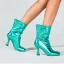 Glitzernden Lindgrün Cocktail Stiefel Damen 2022 9 cm Stilettos Quadratische Zehe Stiefel