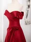 Schöne Burgunderrot Gespaltete Front Satin Ballkleider 2024 A Linie Off Shoulder Ärmellos Rückenfreies Lange Ball Festliche Kleider
