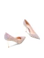 Glitzernden Rosa Pailletten Leder Brautschuhe 2024 8 cm Stilettos Spitzschuh Hochzeit Pumps Hochhackige