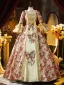 Medieval Vintage / Retro Red Glitter Printing Pearl Bow Cosplay Lolita Prom Dresses 2024 Ball Gown Square Neckline Bell sleeves Backless