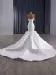 Haut de Gamme Blanche Fait main Appliques Perlage Perle Faux Diamant Corset  Robe De Mariée 2025 Trompette / Sirène Bustier Sans Manches Dos Nu Chapel Train