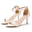 Sexy White Pearl Wedding Shoes 2023 Ankle Strap 7 cm Stiletto Heels Open / Peep Toe Wedding Sandals High Heels
