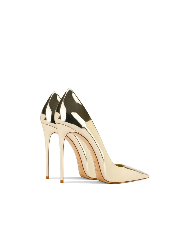 Sexy Gold Evening Party Pumps 2024 Leather 10 cm Stiletto Heels Pointed Toe Pumps High Heels