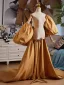 Vintage / Retro Tan Puffy Short Sleeve Satin Prom Shawls 2025