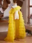 Fashion Yellow Cascading Ruffles Prom shawl 2025 Tulle