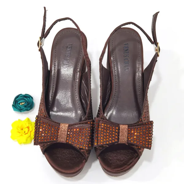 Chic / Beautiful Black Rhinestone Bow Womens Sandals Clutch Bags 2023 Evening Party 7 cm Thick Heels Open / Peep Toe Sandals High Heels Clutch Bags