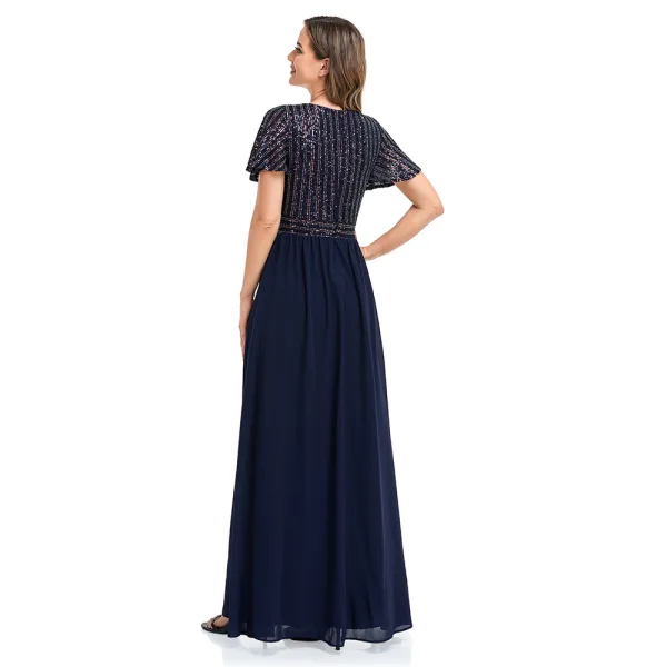 Chic / Belle Vert Paillettes Robe De Soirée Princesse 2023 V-Cou Manches Courtes Longue Soirée Robe De Ceremonie