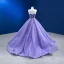 High End Lavendel Perlenstickerei Pailletten Ballkleider 2023 Ballkleid Bandeau Ärmellos Rückenfreies Sweep / Pinsel Zug Festliche Kleider