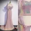 Sexy Rougissant Rose Paillettes Robe De Soirée 2022 Trompette / Sirène Encolure Carrée Manches Courtes Dos Nu Train De Balayage Soirée Robe De Ceremonie