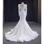 Luxe Charmant Blanche Appliques Fait main Perlage Robe De Mariée Trompette / Sirène 2023 Encolure Dégagée Manches Longues Dos Nu Train De Balayage Mariage