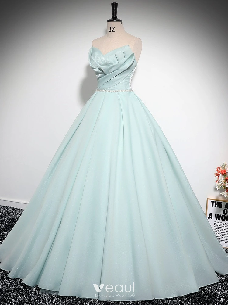 Chic Beautiful Mint Green Prom Dresses 2024 A-Line Princess Strapless Sleeveless Long Chic Beautiful Mint Green Prom Dresses 2024 A-Line Princess Strapless Sleeveless Long