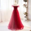 Charming Burgundy Beading Sequins Evening Dresses 2023 A-Line / Princess Off-The-Shoulder Short Sleeve Backless Floor-Length / Long Evening Party Formal Dresses