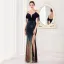 Charmant Doré Paillettes Robe De Soirée 2022 Trompette / Sirène Bretelles Spaghetti Manches Courtes Perlage Gland Dos Nu Longue Fendue devant Soirée Robe De Ceremonie