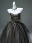 Luxury / Gorgeous Black Rhinestone Prom Dresses 2025 Ball Gown Strapless Sleeveless Backless Floor-Length / Long Formal Dresses