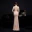 Sexy Black Beading Split Front Evening Dresses 2022 Trumpet / Mermaid V-Neck Sleeveless Backless Floor-Length / Long Evening Party Formal Dresses