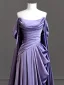 Sexy Lavender Satin Evening Dresses Prom Dresses 2024 Trumpet / Mermaid Off-The-Shoulder Sleeveless Backless Sweep Train Formal Dresses