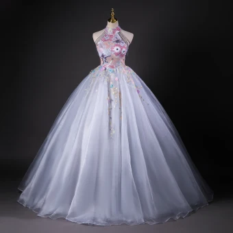 Chic Belle Gris Perlage Paillettes Robe De Bal 2024 Robe Boule Titulaire Sans Manches Dos Nu Longue Promo Robe De Ceremonie