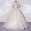Bling Bling Champagne Sequins Prom Dresses 2022 Ball Gown Scoop Neck Puffy Short Sleeve Backless Floor-Length / Long Prom Formal Dresses