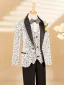 Blanche Tomber Hiver Paillettes 6 pièces Costume Garçon Mariage 2025 Manches Longues Bijoux De Corps Manteau Pantalon Chemise Cravate Gilet