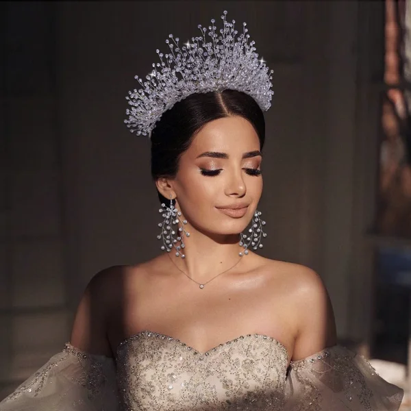 Uroczy Srebrny Rhinestone Ozdoby Do Włosów Ślubne Tiara Stop 2023