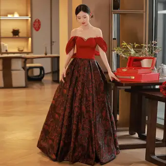 Vintage Originale Bordeaux Robe De Bal 2023 Princesse De L Épaule Sans Manches Dos Nu Longue Promo Robe De Ceremonie