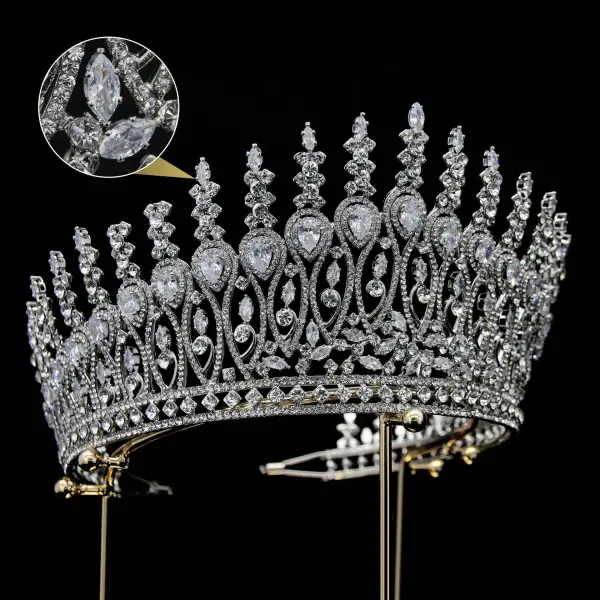 Bling Bling Roos Goud Rhinestone Legering Bruids Haaraccessoires 2024 Huwelijk Accessoires