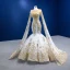 Luxury / Gorgeous High-end Gold Beading Rhinestone Sequins Wedding Dresses 2022 Trumpet / Mermaid Scoop Neck Long Sleeve Floor-Length / Long Wedding