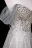 Charmant Glitzernden Silber Strass Pailletten Ballkleider 2025 A Linie Off Shoulder Kurze Ärmel Rückenfreies Lange Festliche Kleider