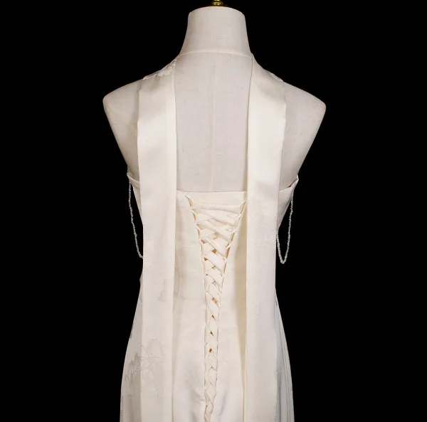Sexy Ivoire Perle En Dentelle Fleur Robe De Soirée 2025 Trompette / Sirène Bustier Sans Manches Dos Nu Train De Balayage Robe De Ceremonie