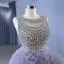 High-end Charming Grey Lavender Handmade  Rhinestone Pleated Prom Dresses 2023 Ball Gown Scoop Neck Sleeveless Chapel Train Prom Formal Dresses