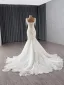 Haut de Gamme Blanche Fait main Perlage Perle Paillettes Robe De Mariée 2025 Trompette / Sirène Encolure Carrée Sans Manches Dos Nu Tribunal Train Mariage