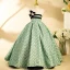 Elegant Sage Green Floral Birthday Flower Girl Dresses 2024 Ball Gown Strapless Bow Rhinestone Short Sleeve Backless Floor-Length / Long