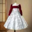 Chic / Beautiful Burgundy Printing Birthday Flower Girl Dresses 2025 Ball Gown Square Neckline Long Sleeve Backless Floor-Length / Long