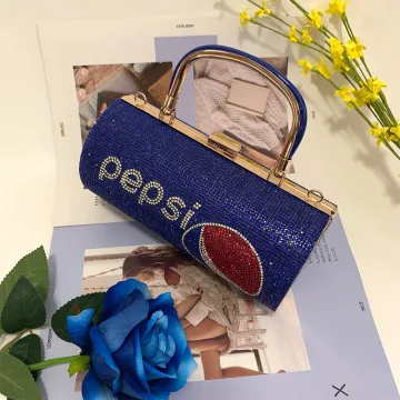 Ovanlig Kungsblå Pepsi Rhinestone Afton Kuvertväska 2025 Legering