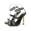 Sexy Noire Cocktail Sandales Femme 2022 11 cm Bride Cheville Talons Aiguilles Peep Toes / Bout Ouvert Sandales Talons Hauts