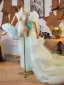 Amazing / Unique Sky Blue Cascading Ruffles Puffy Short Sleeve Shawls 2025 Prom