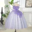 Chic / Beautiful Lavender Sequins Birthday Flower Girl Dresses 2025 Ball Gown Strapless Sleeveless Backless Floor-Length / Long Flower Girl Dresses
